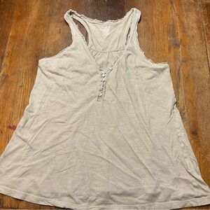 Old Navy Beige Henley Babydoll Racer Tank Tan Boho Women Sz S Cotton